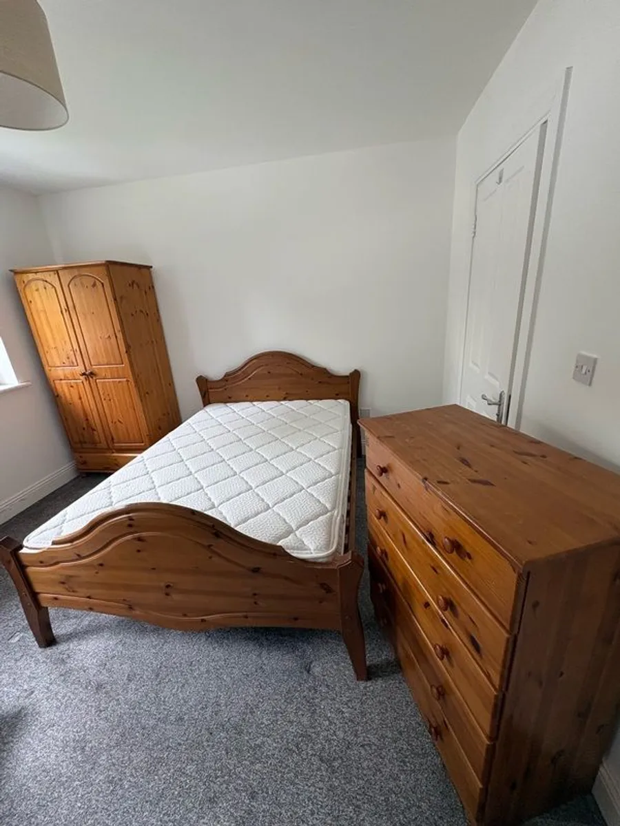 Bedroom Furniture - Double Bed, Double Mattress, Wardrobe, Chest of Drawers - Image 1