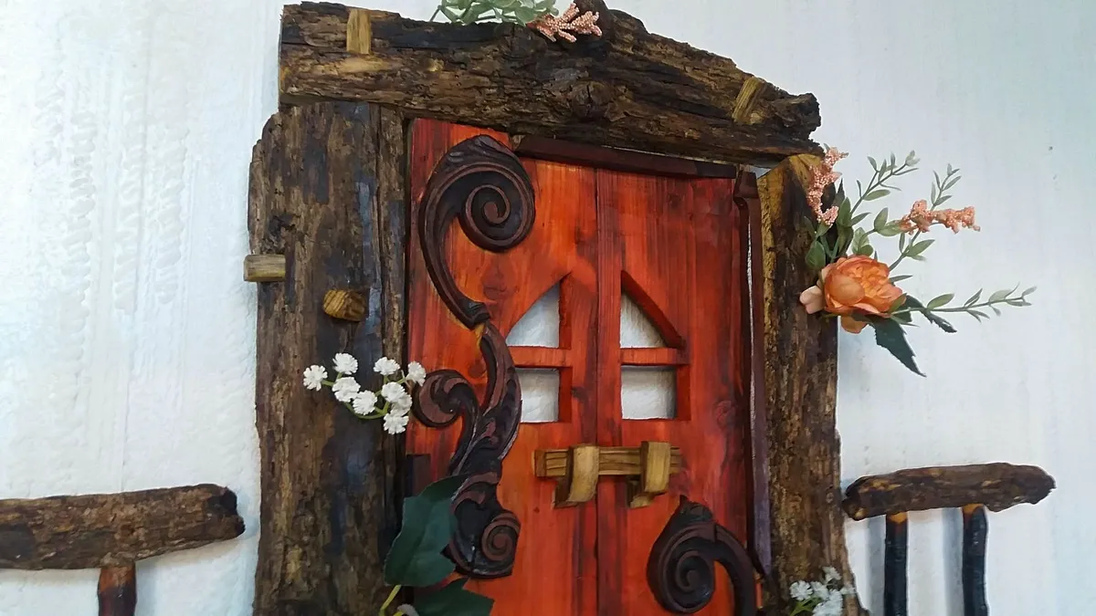 Rustic Enchanted / Fairy door floating shelf. - Image 3