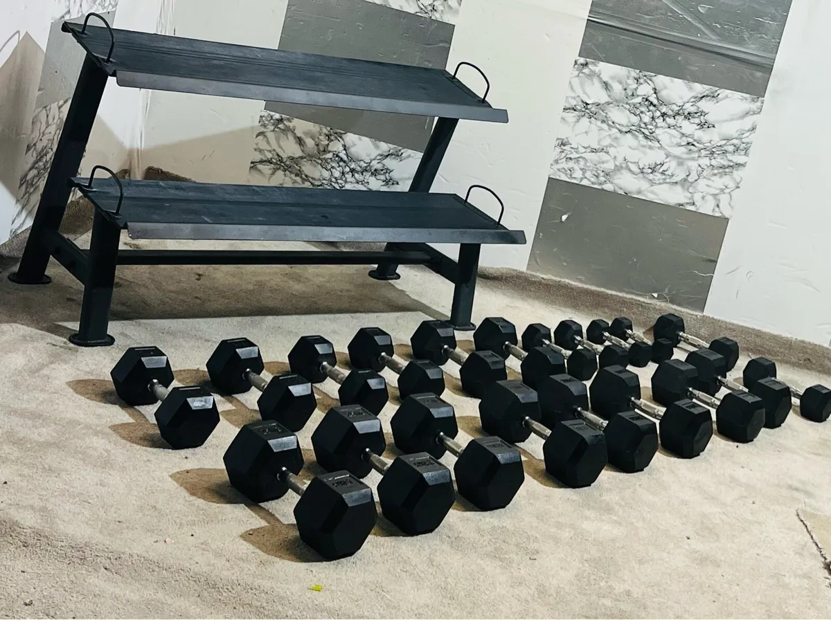 HEX DUMBBELLS WITH RACK - Image 1