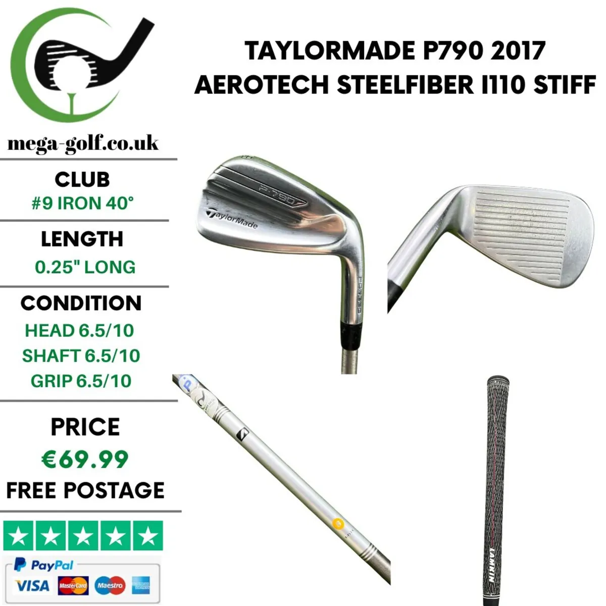 Taylormade P790 2017 #9 Iron 40° / Stiff - Image 1
