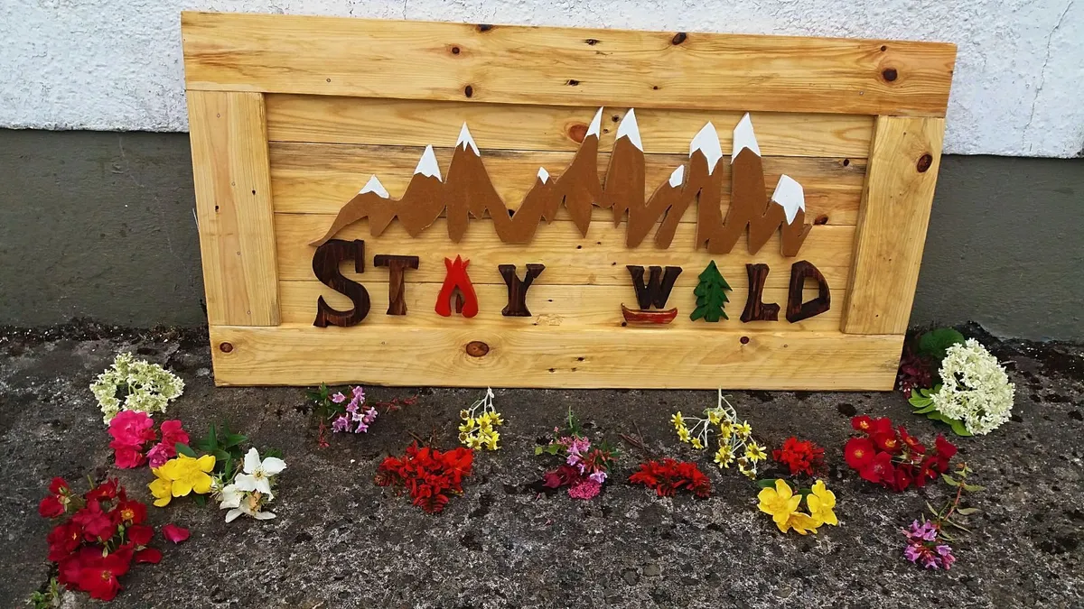 Rustic "STAY WILD" wood art wall sign / large - Image 4