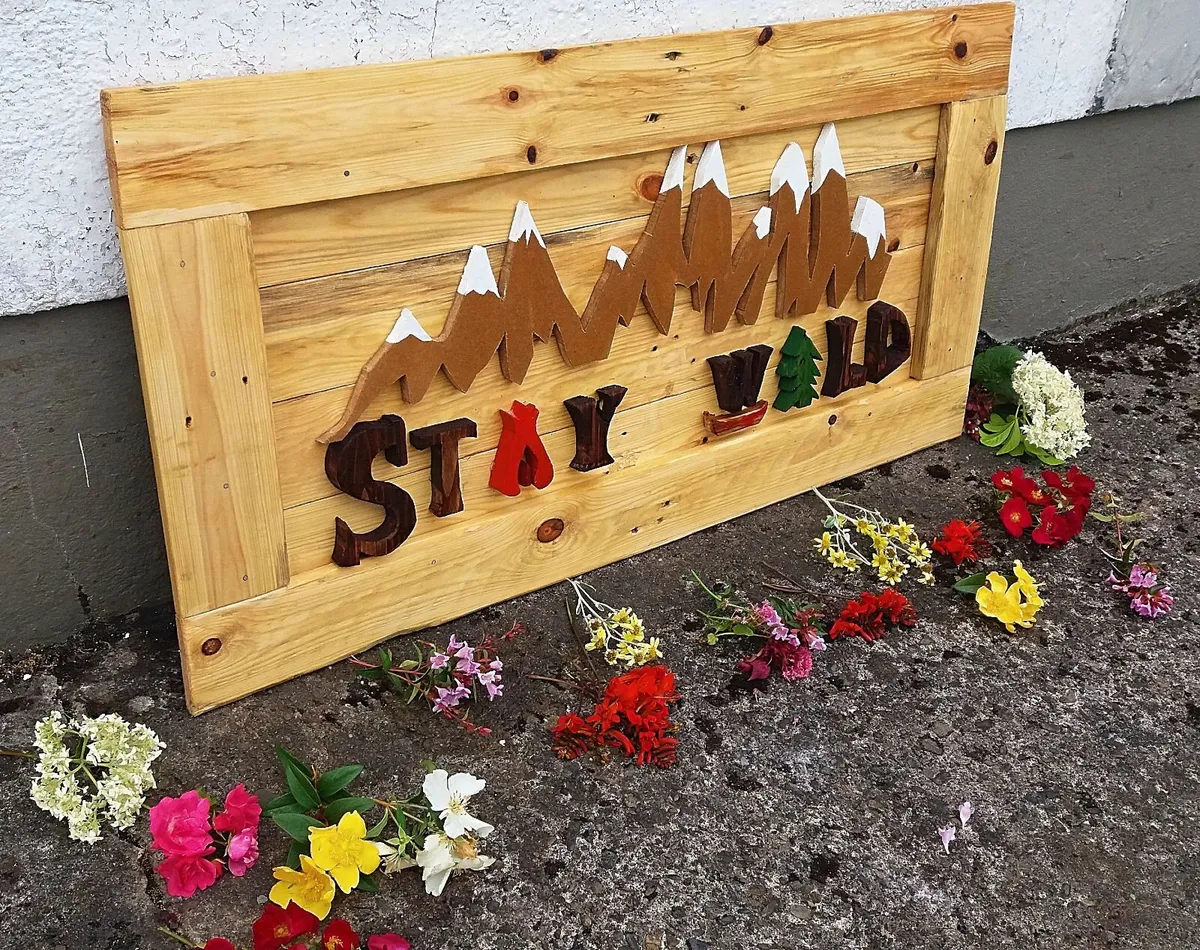 Rustic "STAY WILD" wood art wall sign / large - Image 3