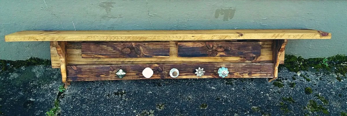 NEW Rustic Floating Shelf / Mantle / coat rack - Image 4