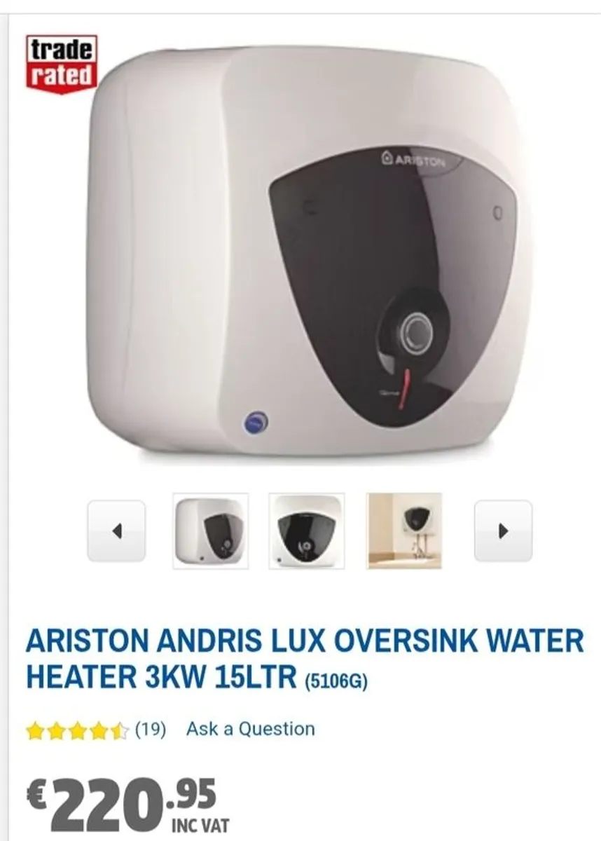 Ariston 15ltr oversink water heater - Image 3