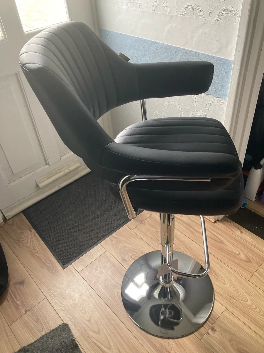 Black Swivel Bar Stool - Height Adjustable - Image 3