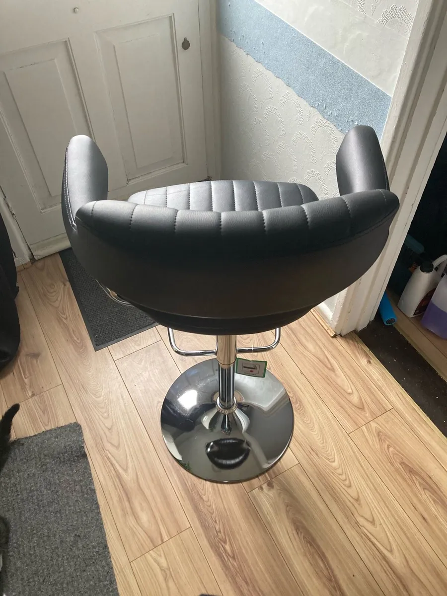 Black Swivel Bar Stool - Height Adjustable - Image 4