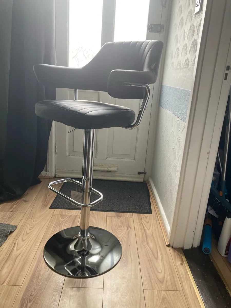 Black Swivel Bar Stool - Height Adjustable - Image 1