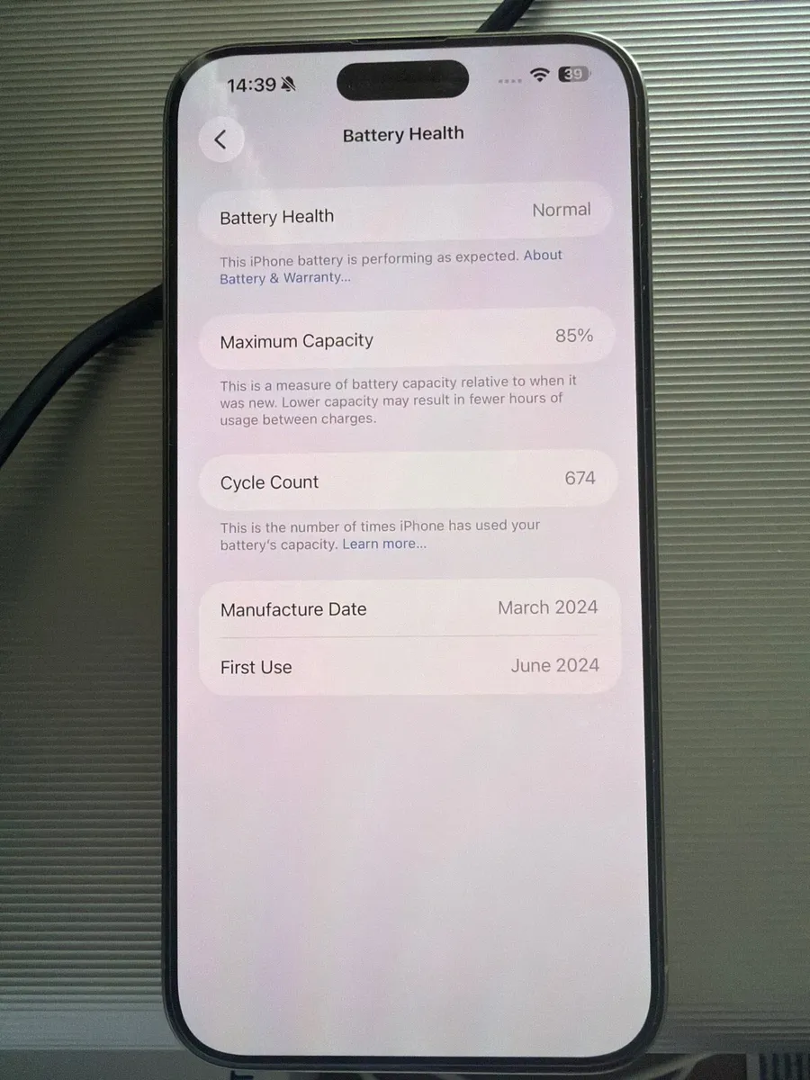 Iphone 15 pro max 256 GB battery health 85% with b - Image 3