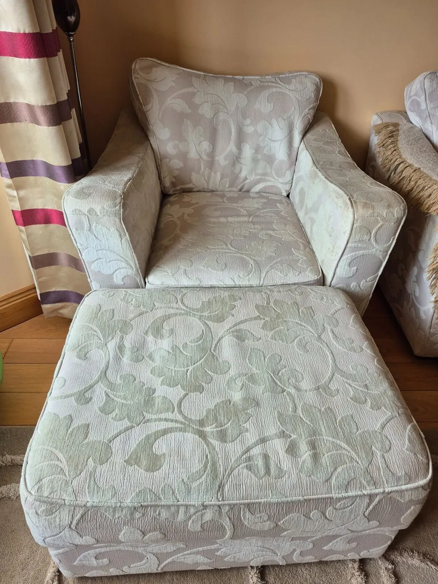 3 seater Sofa,  3 Seater , 2 Armchairs & Pouffe - Image 1