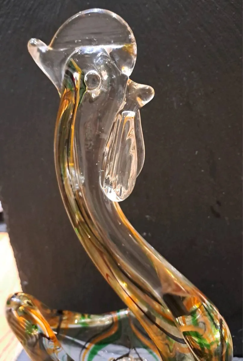 Vintage Heavy Art Glass Chicken Bowl - Image 2