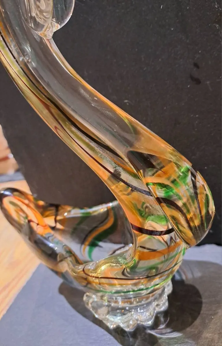 Vintage Heavy Art Glass Chicken Bowl - Image 3
