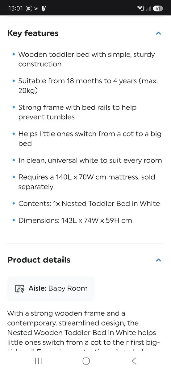 Toddler bed - Grey - Image 2