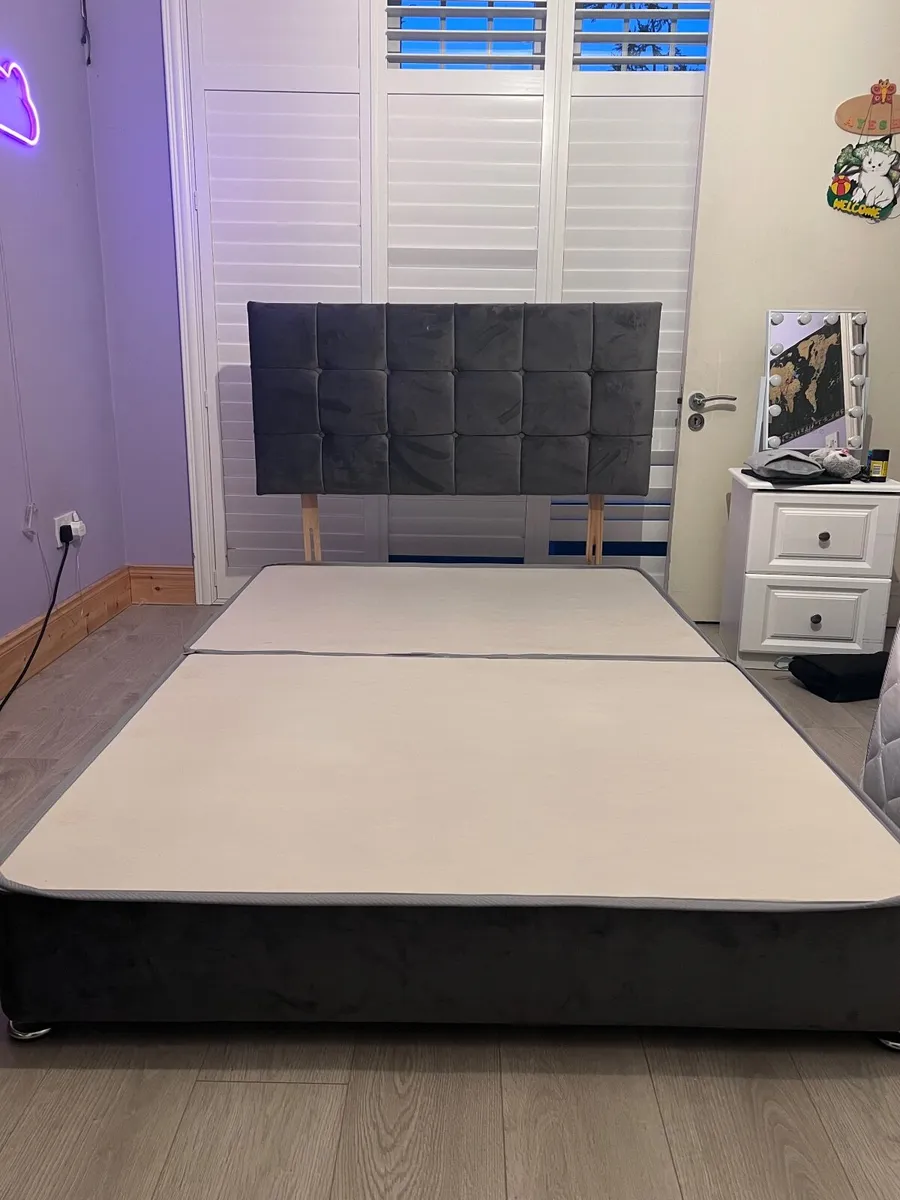 Grey 4ft Small Double Divan Bed Frame - Image 1