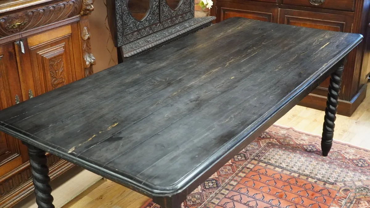 19th-century Anglo-Ceylonese solid ebony dining su - Image 3