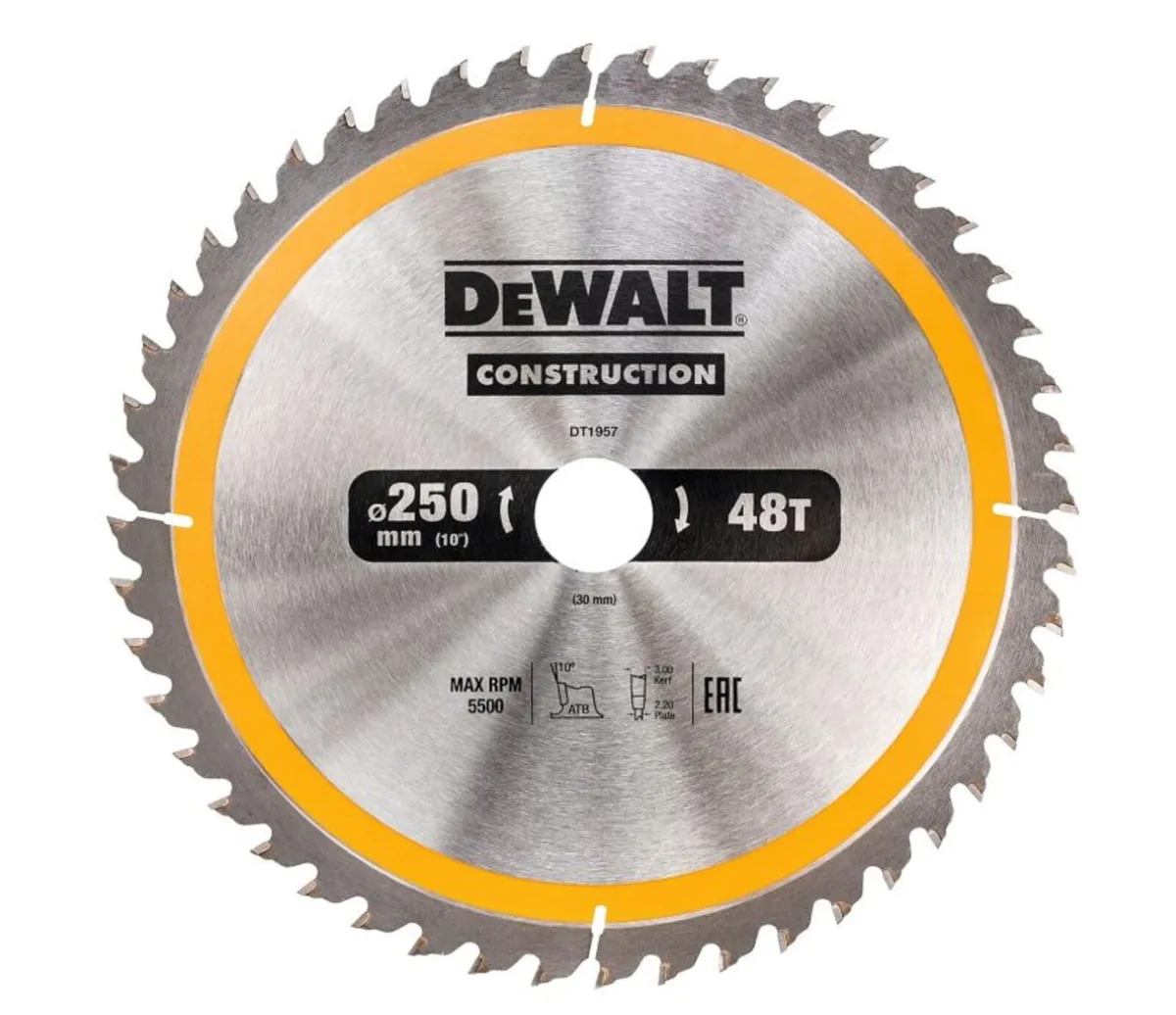 DeWalt DT1957 Circular Saw Blade 250 x 30mm x 48T - Image 1