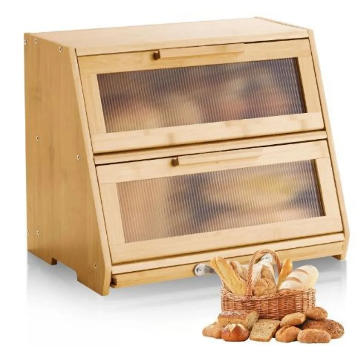 Double Layer Bread Box for Kitchen Counter, - Image 4