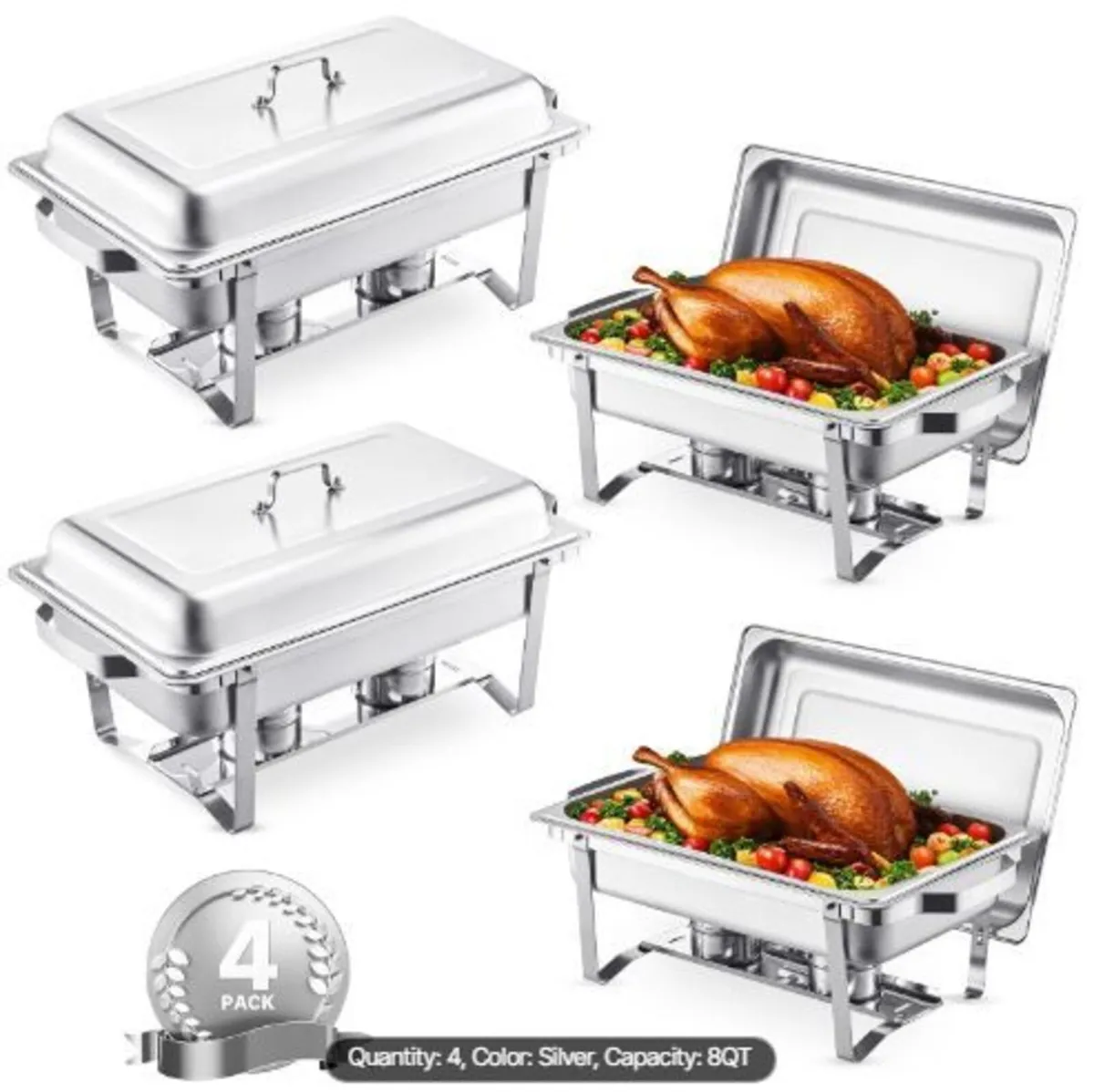 Chafing Dish Buffet Set, 8 Qt 4 Pack - Image 3