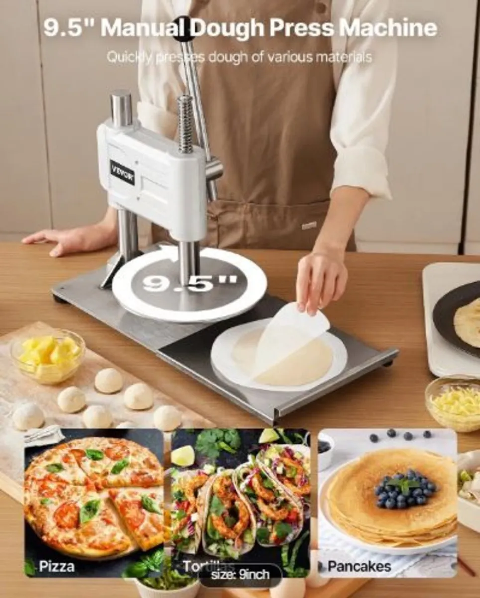 Manual Pizza Dough Press Machine, 9.5 inch Pizza - Image 2
