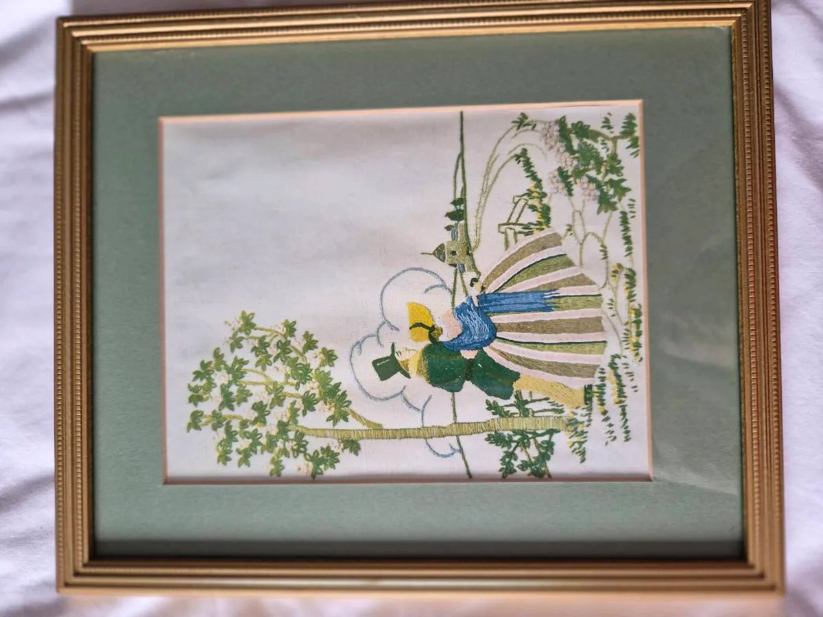 Vintage Crinoline Lady / Crinoline Couple Embroide - Image 2