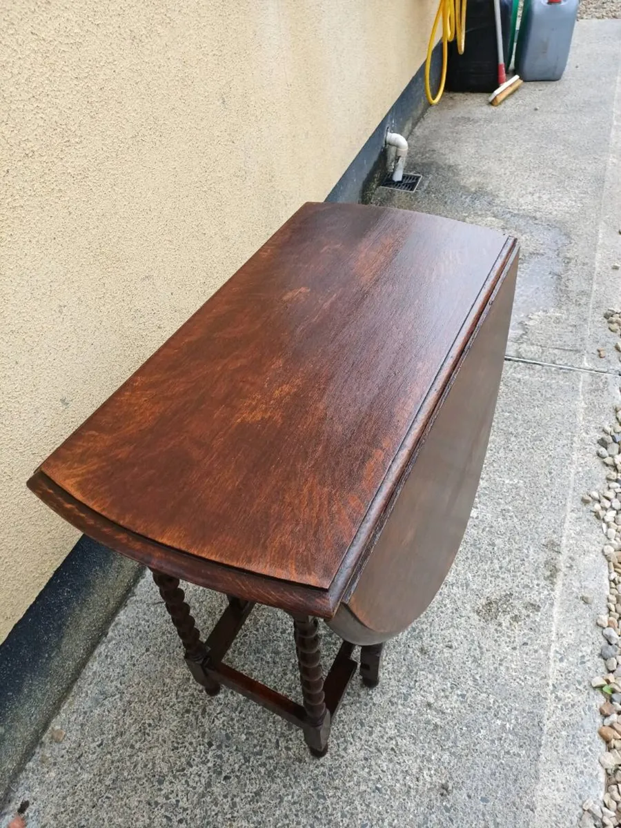 Antique Solid Oak Gateleg Drop Leaf Table - Image 4