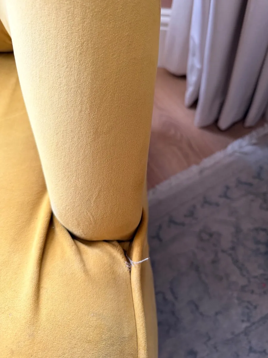 Mustard Yellow Velvet Accent Armchair - Image 3