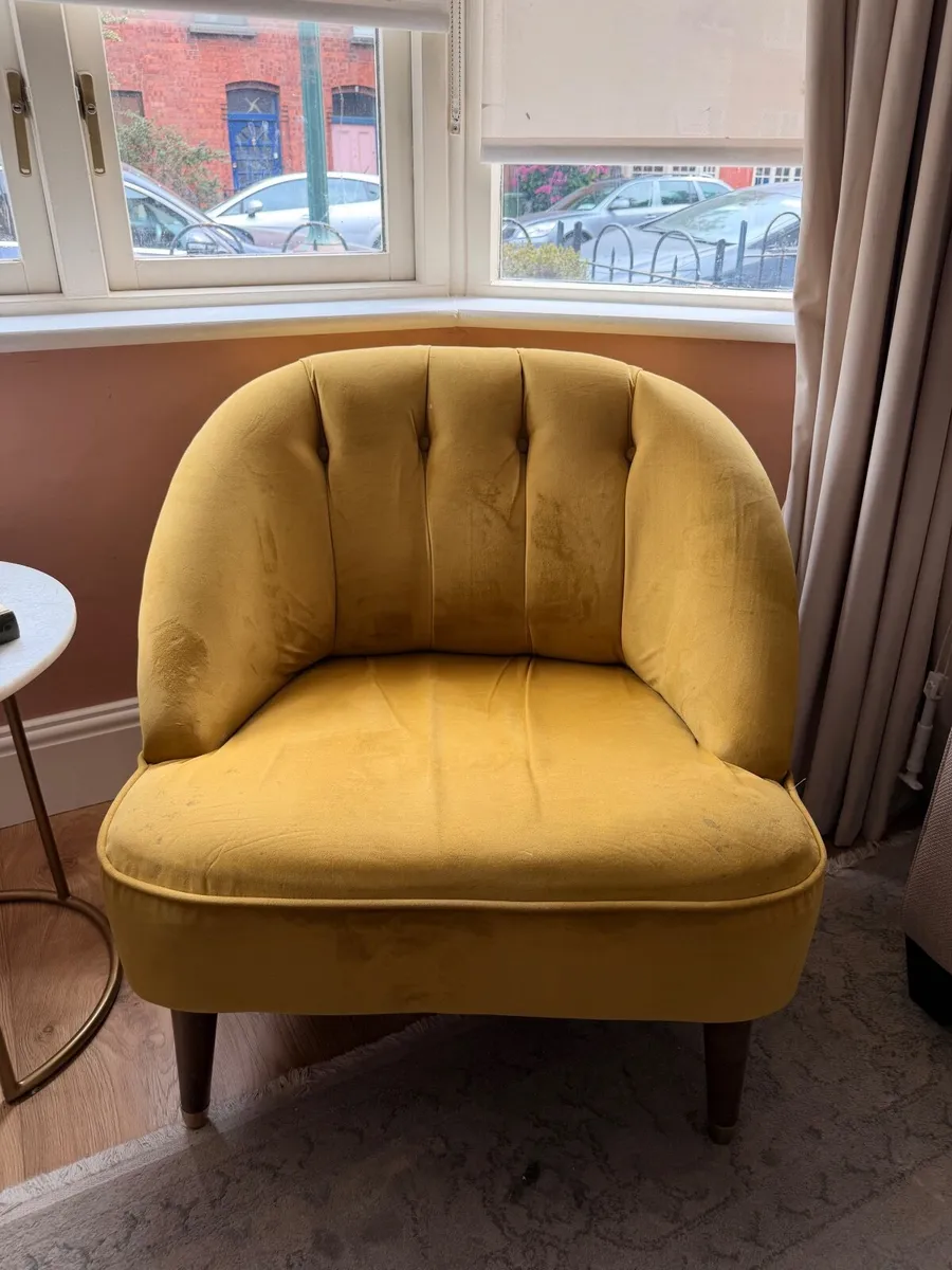 Mustard Yellow Velvet Accent Armchair - Image 1