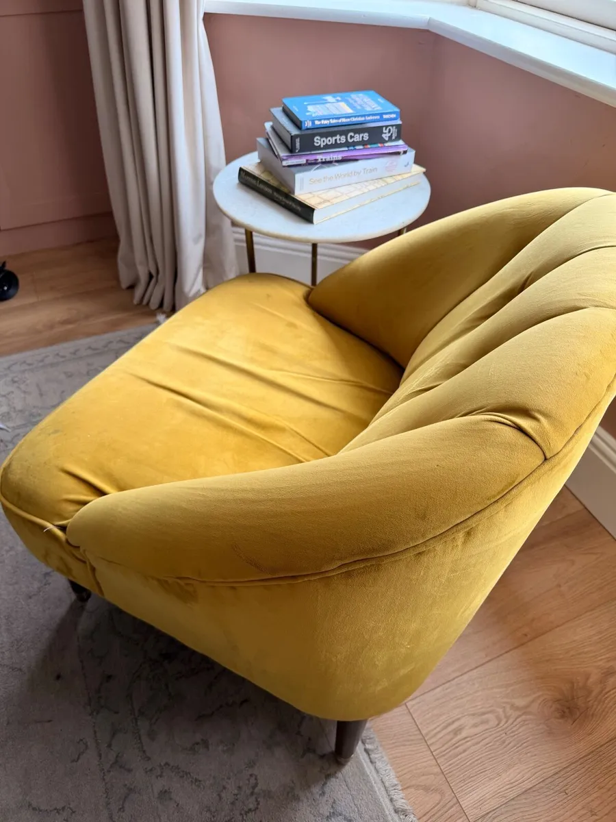 Mustard Yellow Velvet Accent Armchair - Image 4