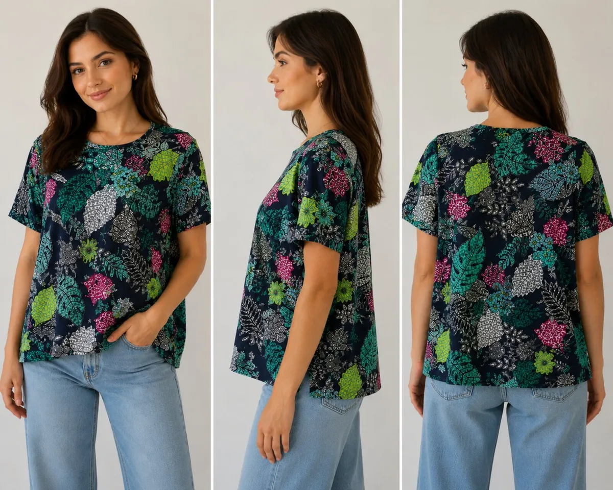Women's Floral Print Top – Relaxed Fit 12-16 - Image 1
