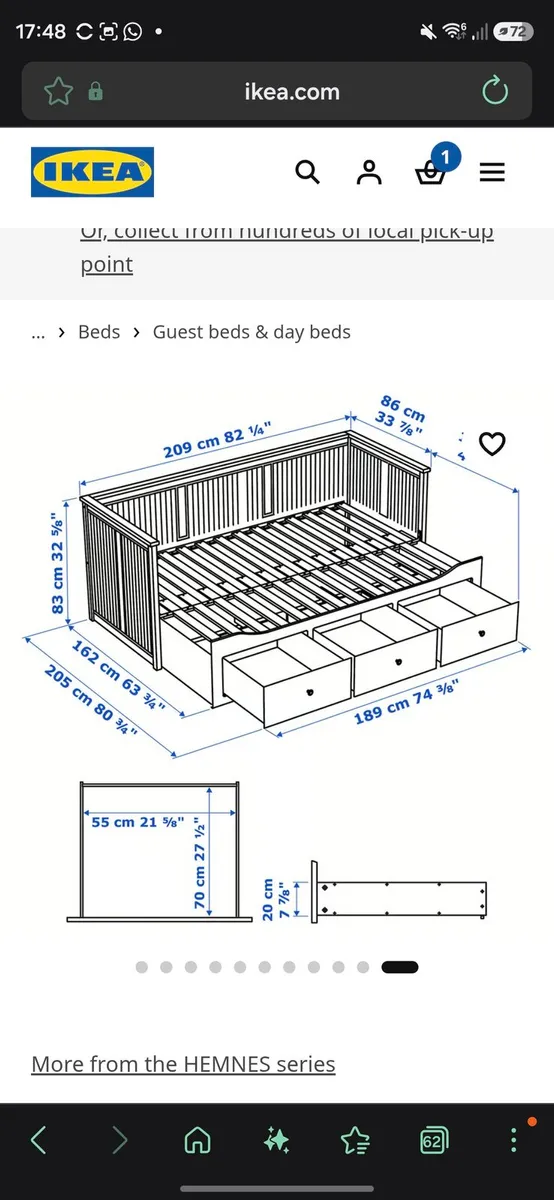Ikea Day Bed Single/Double with storage - Image 4
