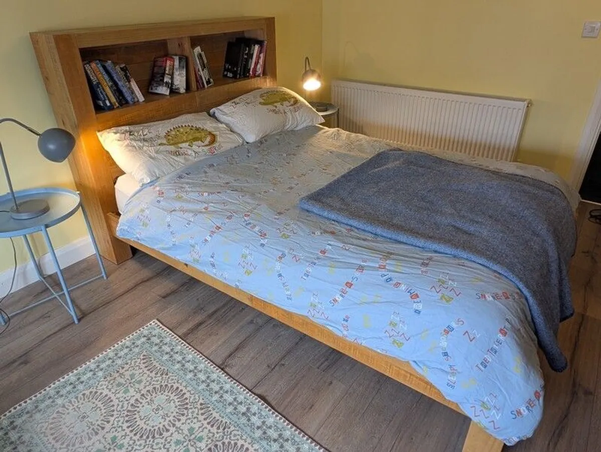 Double bed frame 4ft 6 Storage Headboard Bed Frame,  Solid Pine, Excellent Condition - Image 2