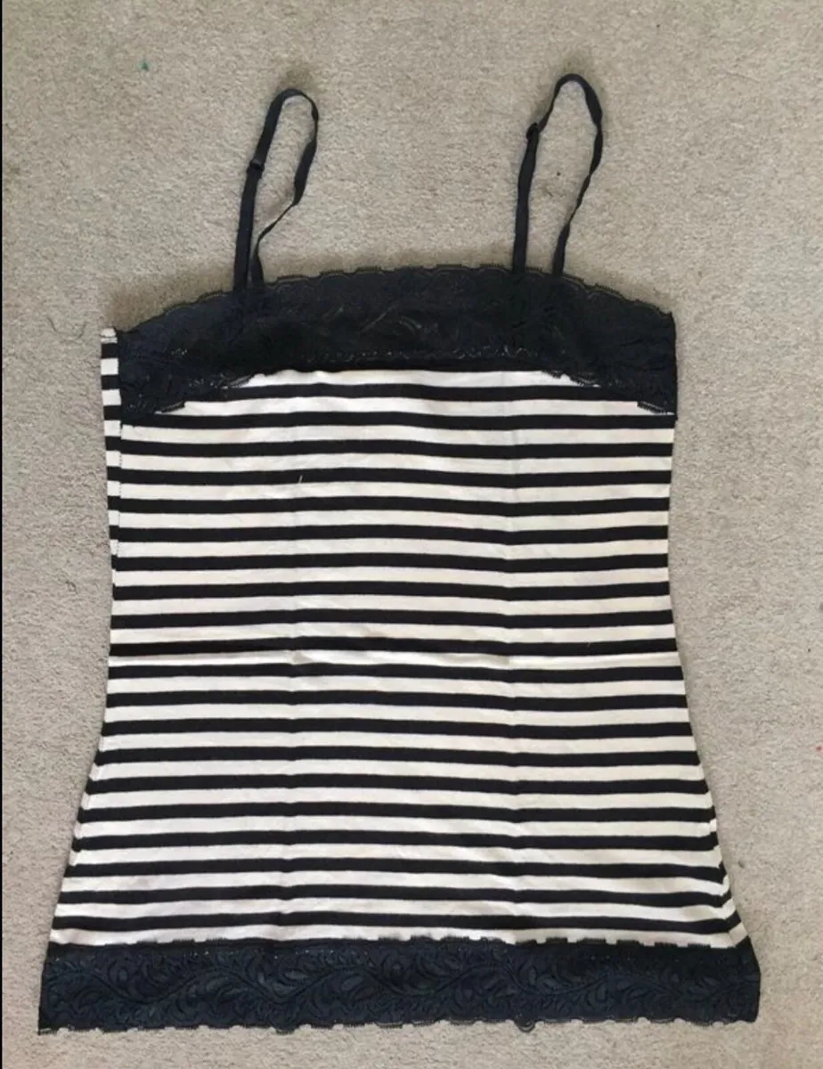 Lace Trimmed Cami Size 10  Black and cream striped - Image 2