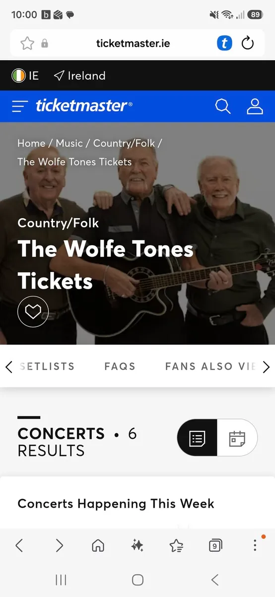 1 ticket left Wolfetones - Image 1