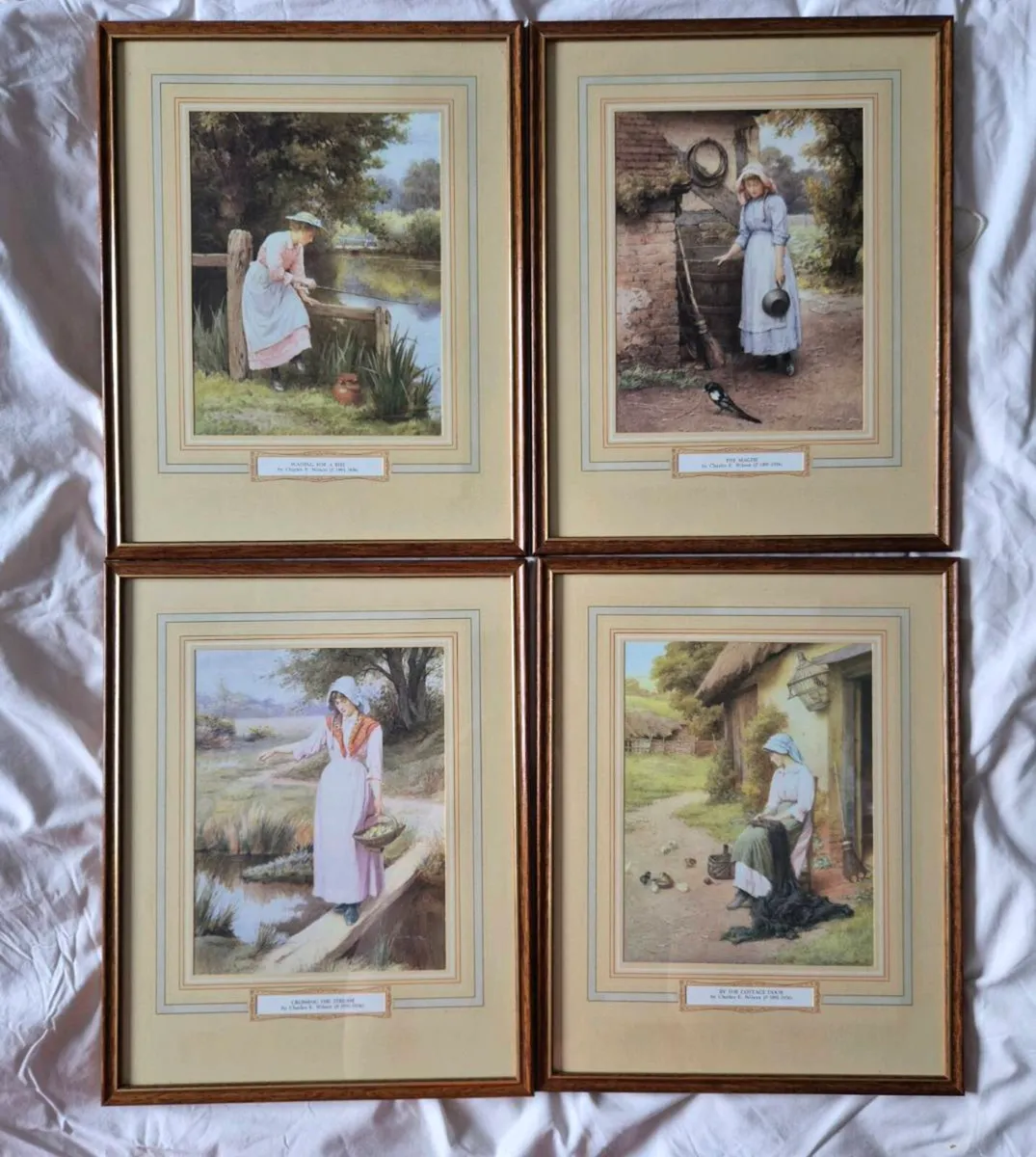 Set of 4 Vintage Charles E. Wilson Framed Art Prin - Image 1