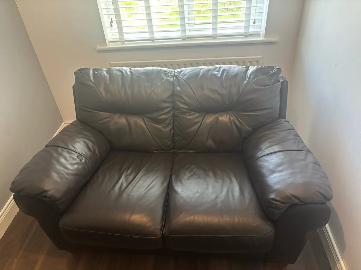 Two Seater Leather Sofa - Image 1