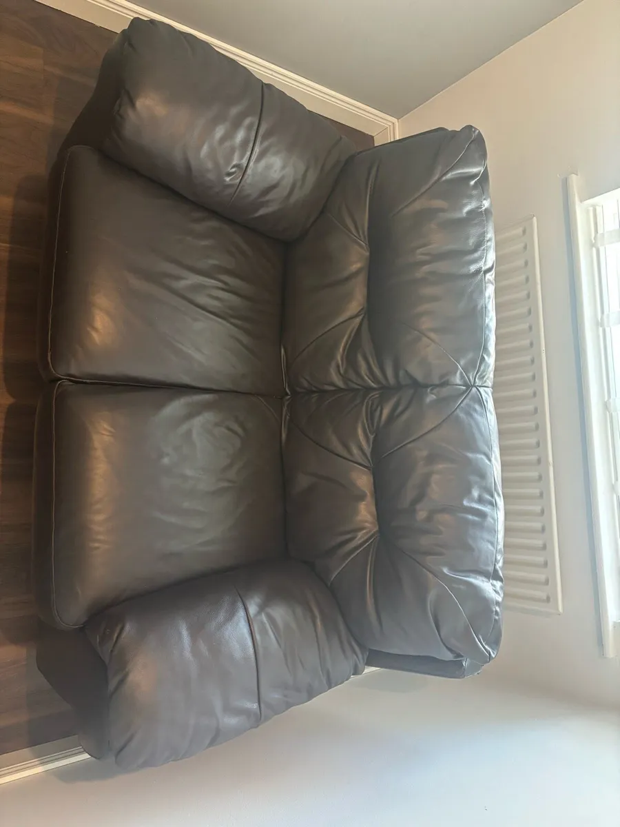 Two Seater Leather Sofa - Image 2
