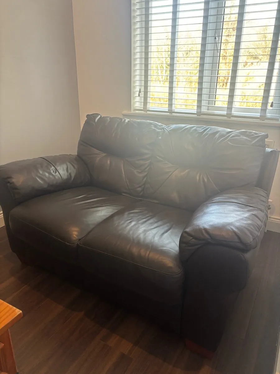 Two Seater Leather Sofa - Image 3