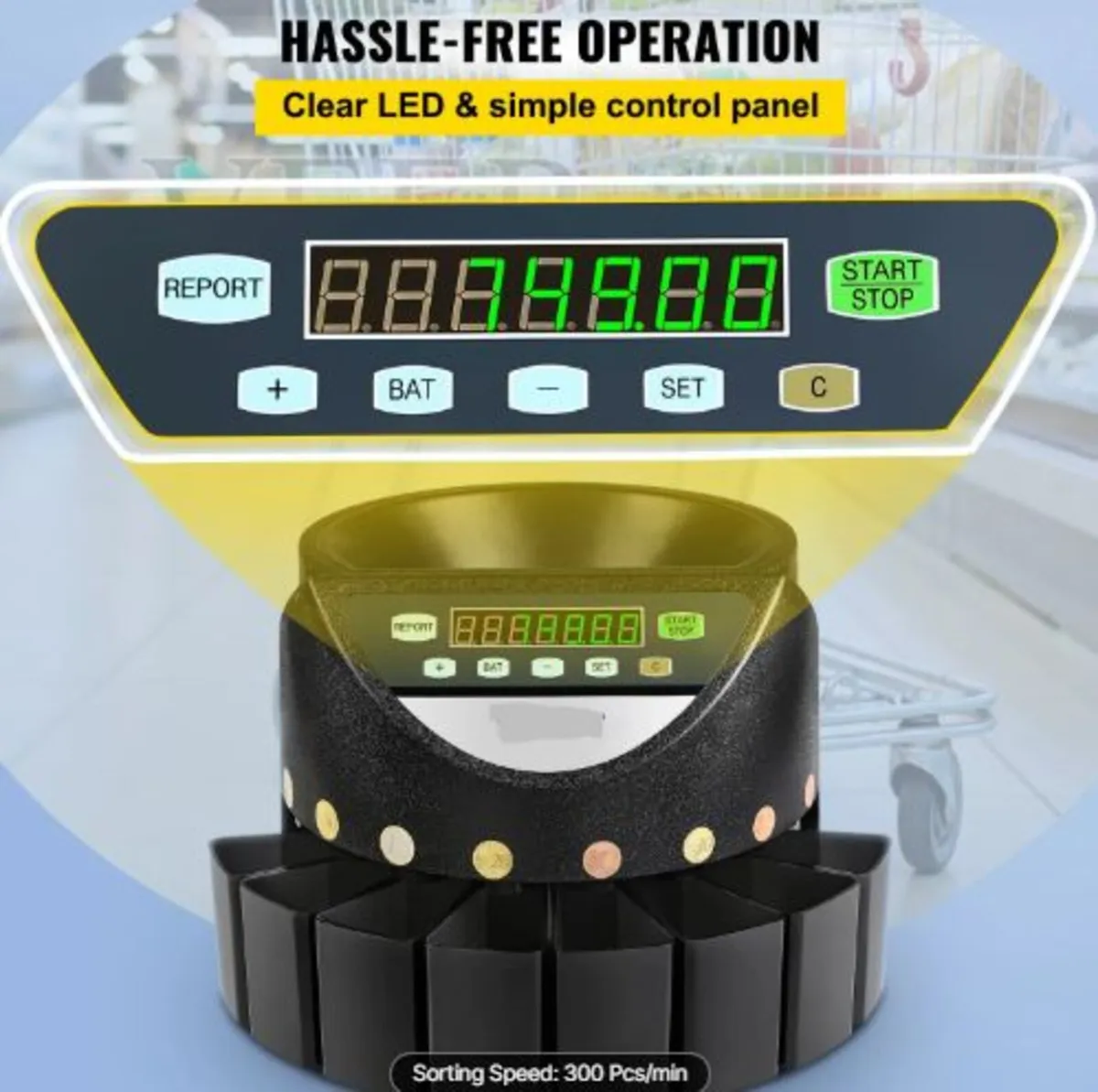 Euro Coin Counter Sorter 500-1000 Coins Electronic - Image 3