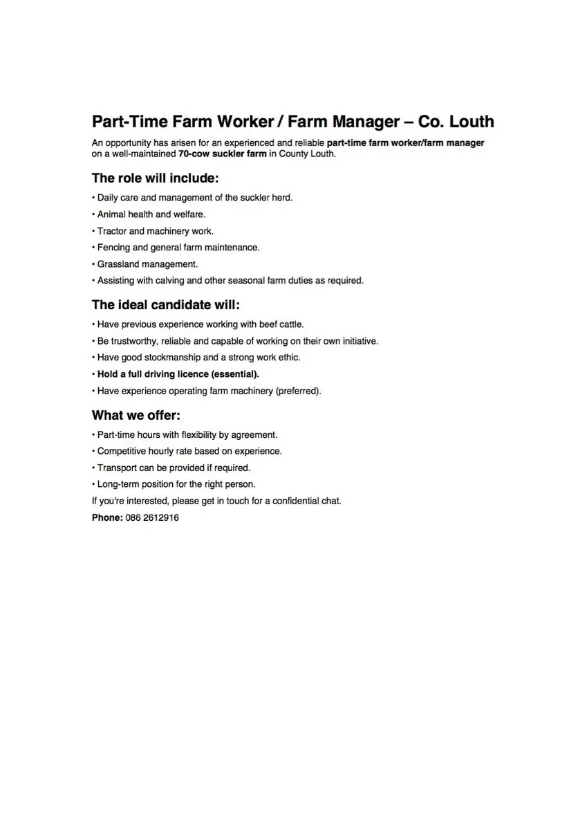 Job opportunity