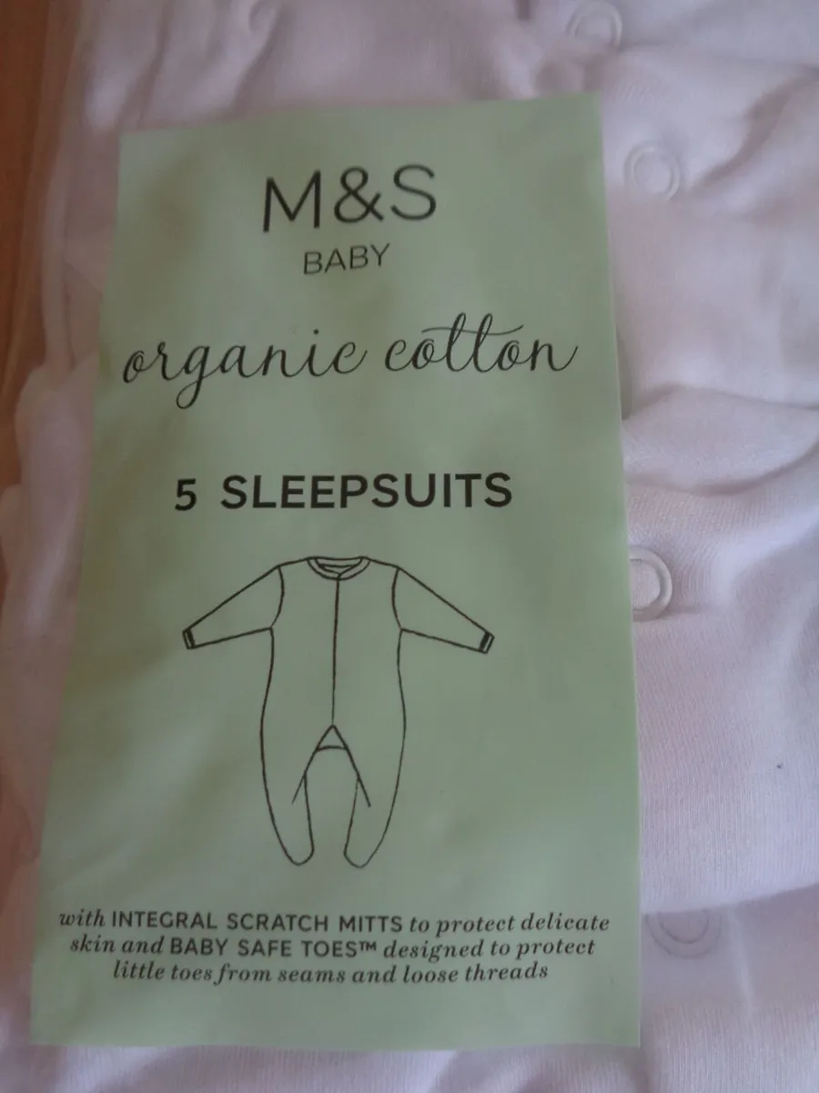 M&S Organic Sleepsuits x 5 for Sale - Image 1