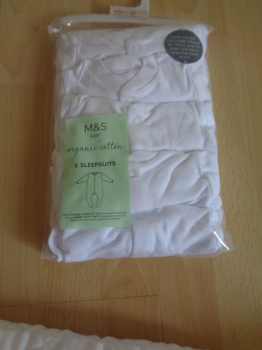 M&S Organic Sleepsuits x 5 for Sale - Image 2