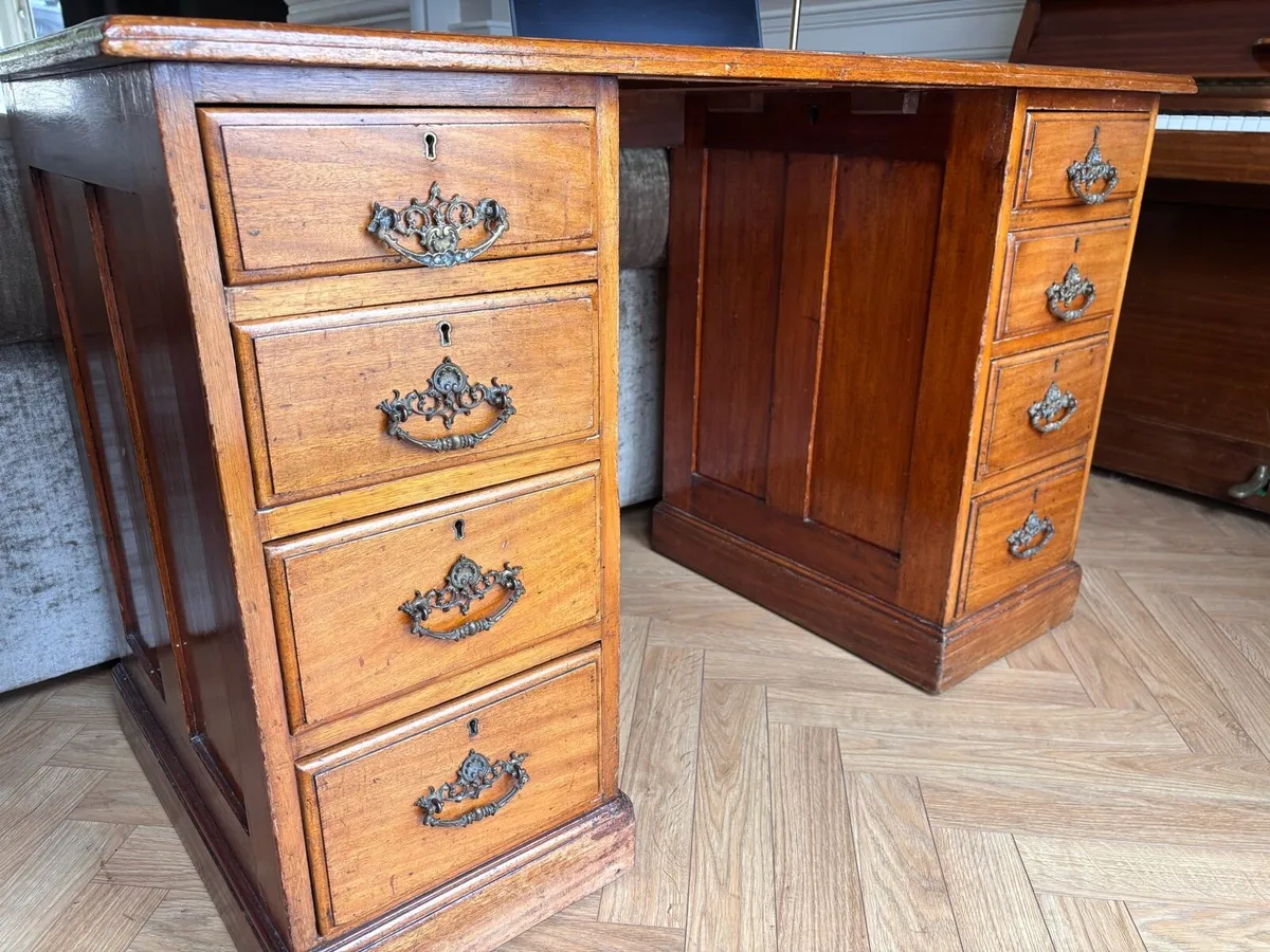 Solid Wood Pedestal Desk - Image 1