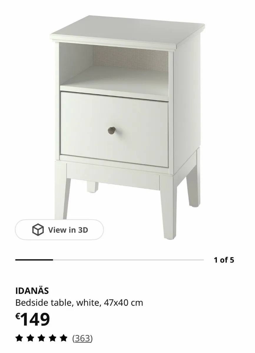 IKEA IDANÄS White Bedside Table - Image 3