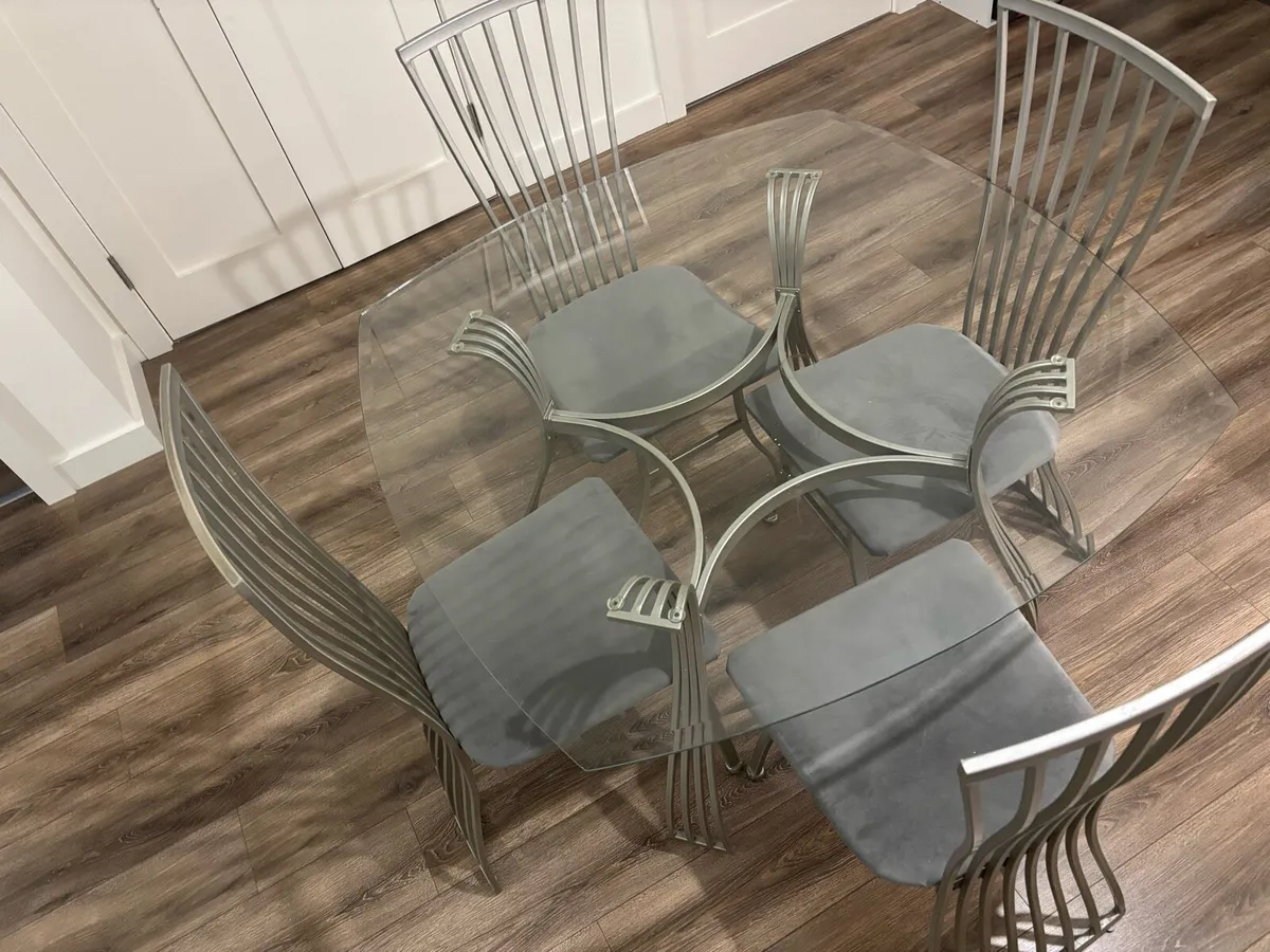 Modern Glass Dining Table With 4 chairs - Image 3