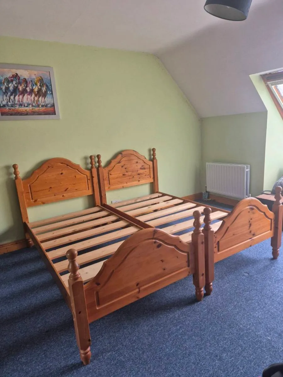 Pair of Single Pine Beds - Image 2