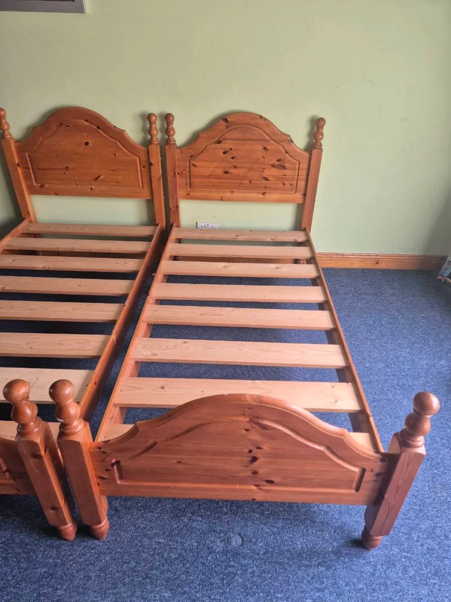 Pair of Single Pine Beds - Image 3