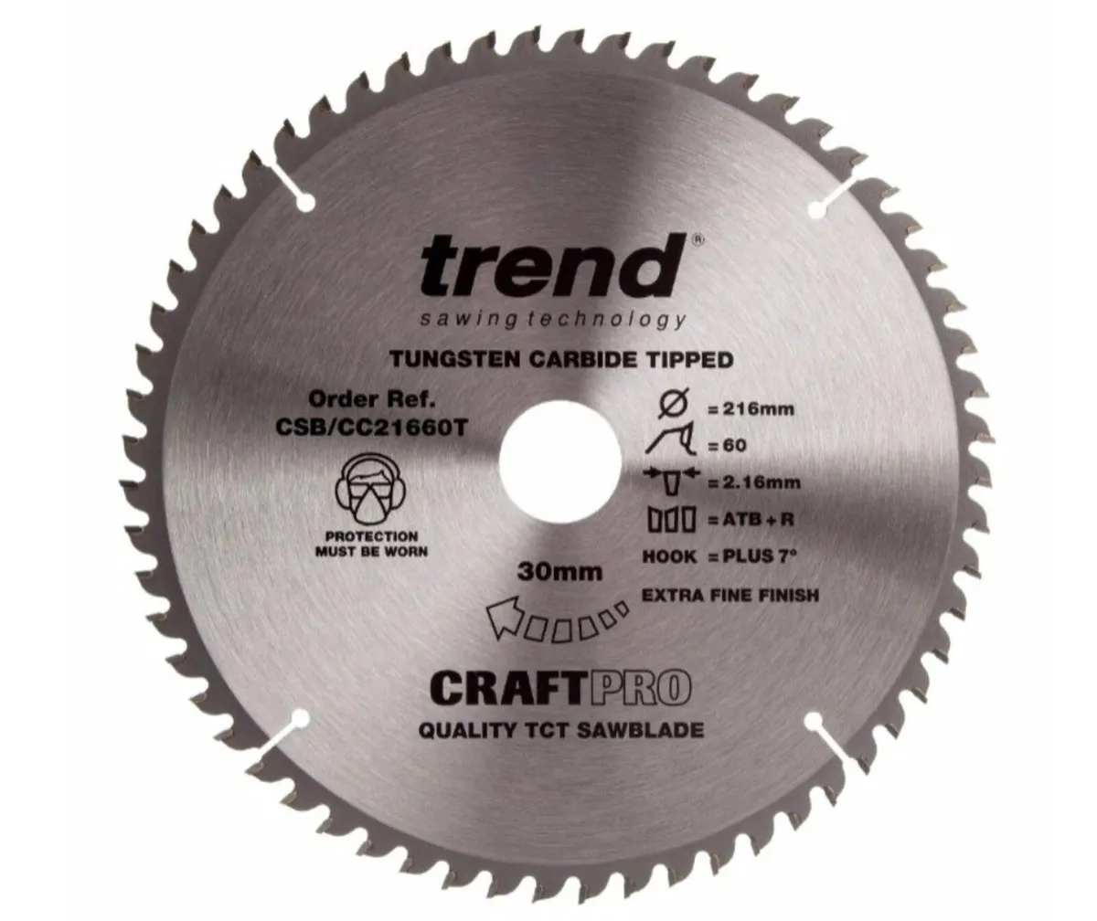 Trend CSB/CC21660T Saw Blade for Wood 216x30mm 60t