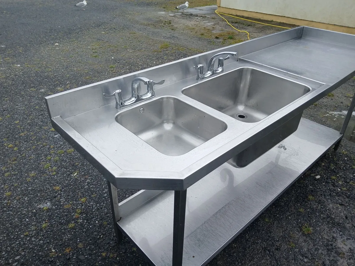 Staneless steel cabbinet double sink unit complete - Image 3