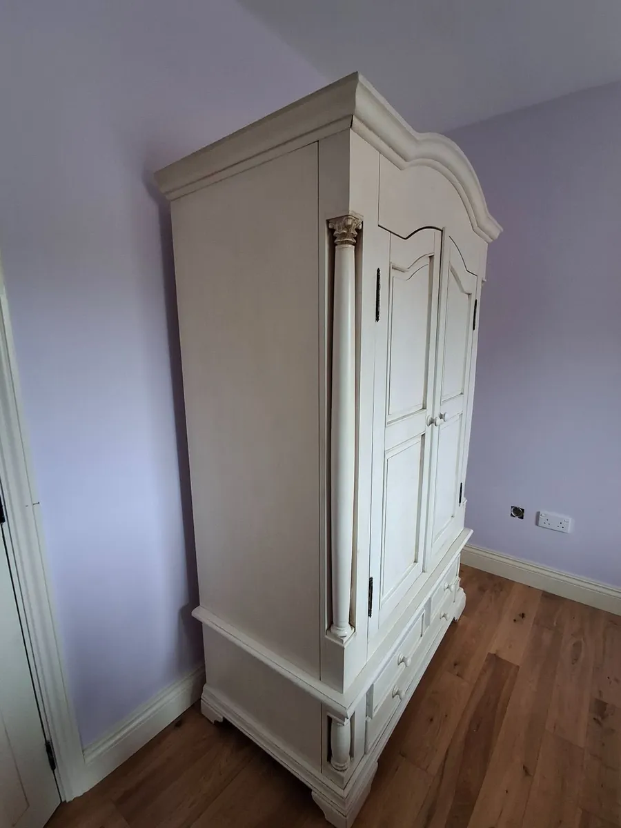 Antique-Effect Ivory Wardrobe & Matching Bedside L - Image 1