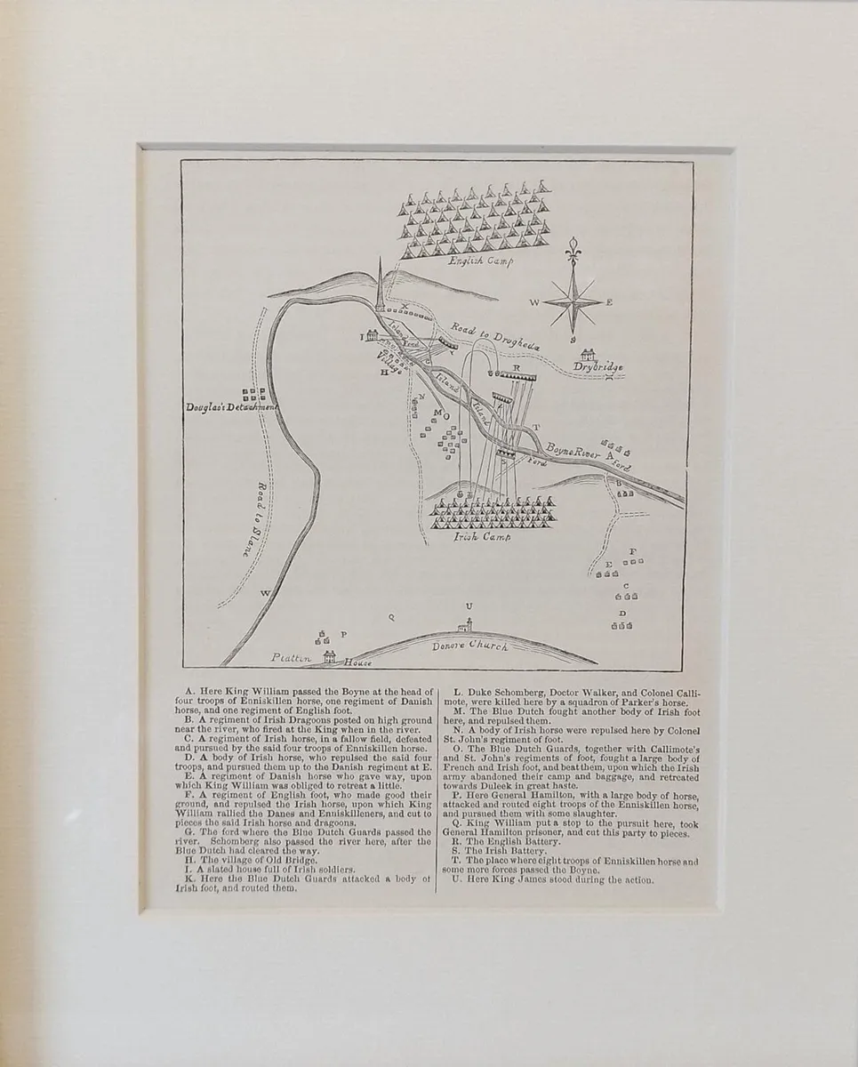 Plan Battle of the Boyne circa 1850 framed - Image 3