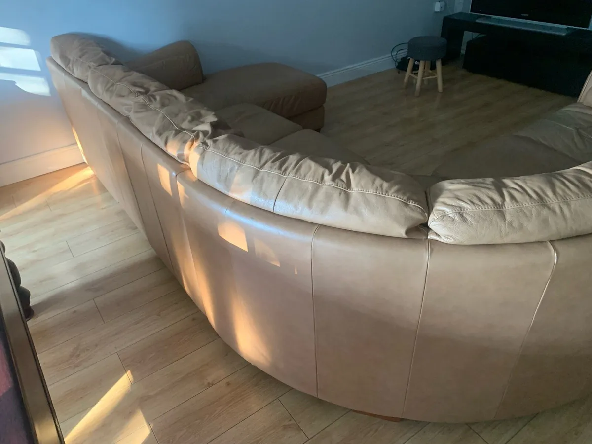 Tan leather corner couch - Image 2
